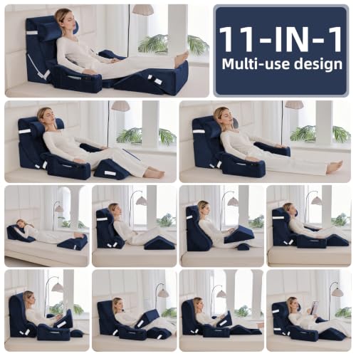 Wedge Pillow Set for After Surgery,Navy,9PCS-23.2" - color: Navy, size: 9PCS-23.2''