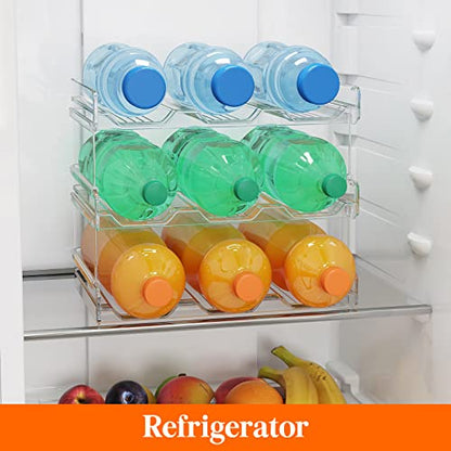 Lifewit Stackable Water Bottle Organizer for Cabinet, Clear Tumbler Holder - size: 3 Tier-9 Bottle