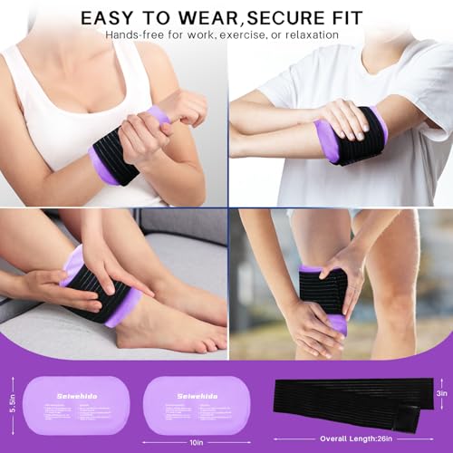 Ice Packs for Injuries Reusable Gel 2 Hot Cold Compress Therapy Pack - color: Purple, size: Medium 10 X 5.5 Inch