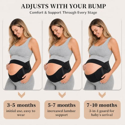Pregnancy Belly Band, Maternity Belly Band, Black, X-Large - color: Black, size: X-Large