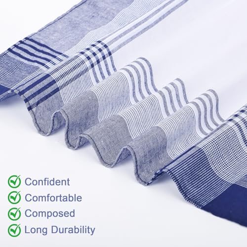 [12 PCS] Handkerchiefs for Men, 16x16 Inch, 100% Soft Cotton Classic Style Handkerchief, Pocket Squares for Men with Check