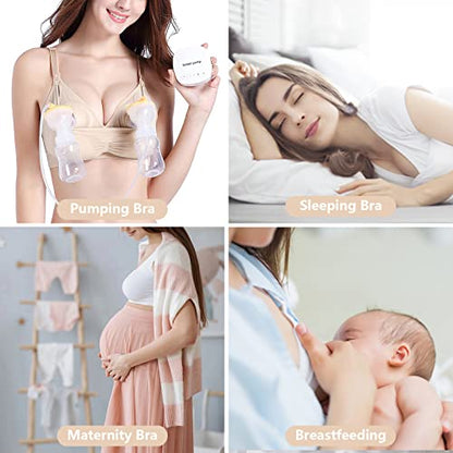 4HOW Pumping Bra Hands Free Pumping and Nursing Bra All in One - color: 3pack(black+grey+beige), size: Medium