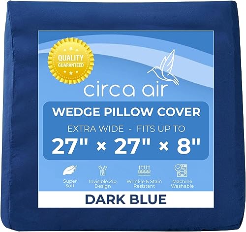 Circa Air Wedge Pillow Cover - Ultra Soft 100% Microfiber Wedge Pillow Case (27x27x8), Zip Cover, Extra Wide Large