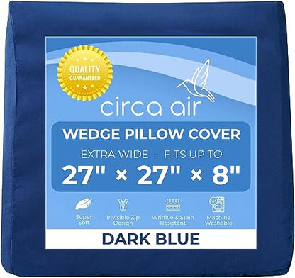 Circa Air Wedge Pillow Cover - Ultra Soft 100% Microfiber Wedge Pillow Case (27x27x8), Zip Cover, Extra Wide Large