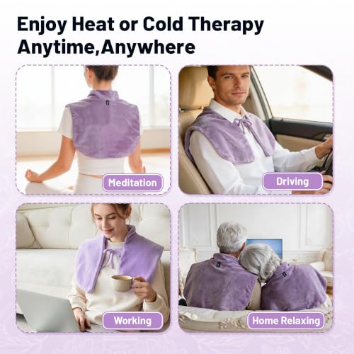 SPRING SEAON Microwavable Neck Heating Pad for Shoulders, Back and Chest - color: Purple