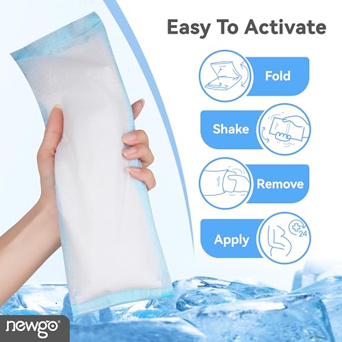 NEWGO 2 Breast Ice Packs and 12 Pcs Disposable Perineal Cold Packs