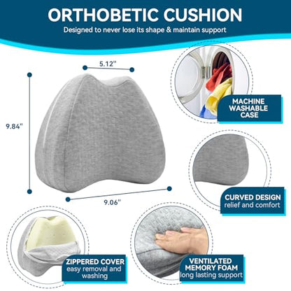 Knee Pillow for Side Sleepers Hip Pain, Leg Pillow for Side Sleeping - size: Gray 1 Pack