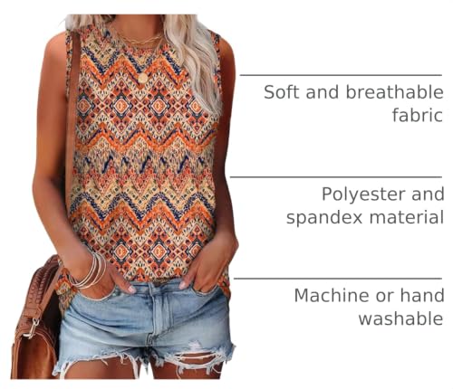 Sampeel Womens Tank Tops Eyelet Loose Casual Summer Tops Crew Neck Basic Sleeveless Shirts Trendy 2026 - color: Print-boho, size: Large