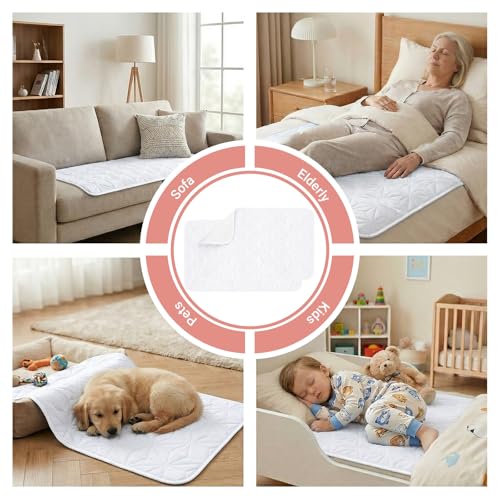 2 Pack Quilted Waterproof Pads for Bed Washable 34x52 Inch White - color: White, size: 34"x52"