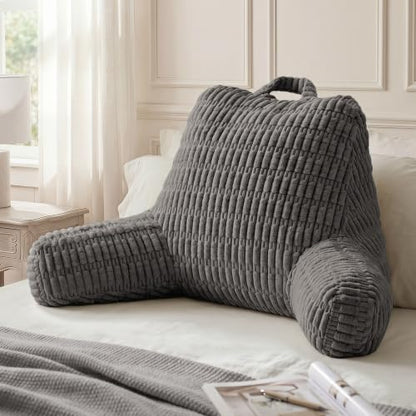 Blissful Diary Reading Pillow for Bed, Back Pillow Sitting Up, Dark Gray - color: Textured Dark Gray, size: Large(20inch)