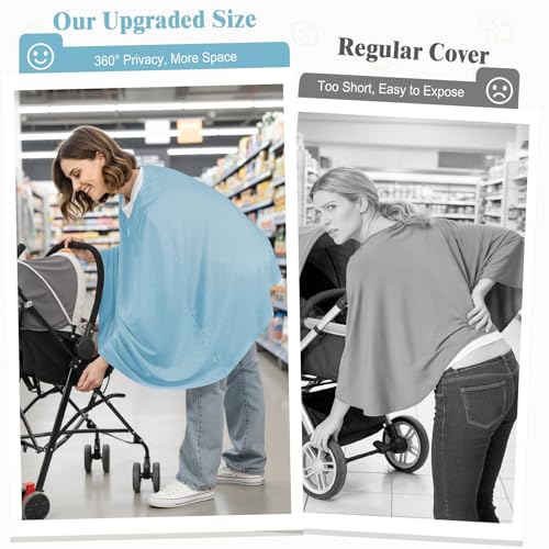 Basumee Nursing Cover for Breastfeeding Breathable Mesh 360 Full Privacy - color: Dusty Blue, size: 1 Pack