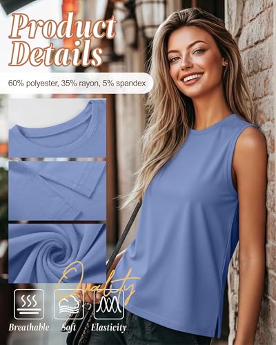 2 Pack Women's Sleeveless Tank Tops - color: Apricot, Sky Blue, size: Small