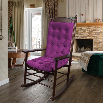 ELFJOY Rocking Chair Cushions Tufted High Back and Seat Cushion Purple - color: Purple