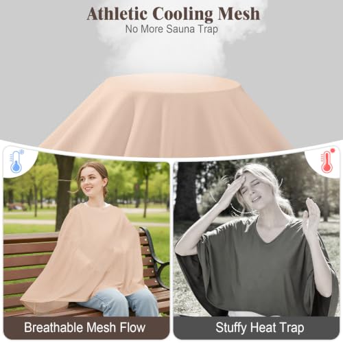 Basumee Nursing Cover for Breastfeeding Breathable Mesh 360 Full Privacy - color: Warm Oatmeal, size: 1 Pack