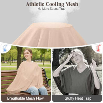 Basumee Nursing Cover for Breastfeeding Breathable Mesh 360 Full Privacy - color: Warm Oatmeal, size: 1 Pack