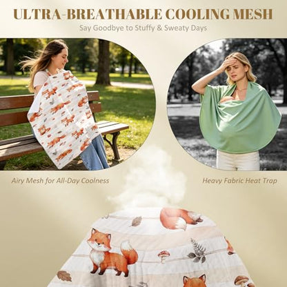 Fox Nursing Covers for Breastfeeding New Mom Feeding Cover for Breastfeeding Portable Breathable Baby Nursing Covers - color: fox