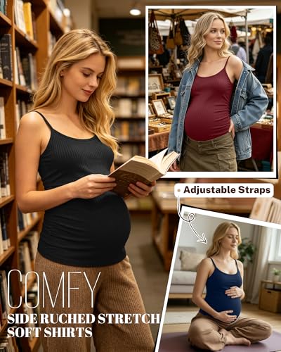 3 Pack Women's Maternity Tank Tops - color: Burgundy, Navy Blue, Black, size: Small