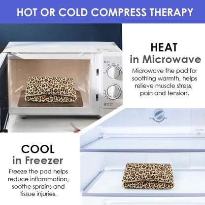 Microwave Heat Pad for Pain Relief, 8 x 16 Warm Compress Wrap - color: Heat Pad04 -Leopard Print
