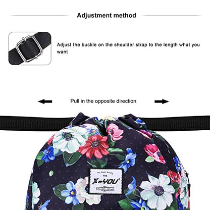 XEYOU Drawstring Backpack Bag Sport Gym Sackpack Beach Cinch Bag - color: Colorful Flowers