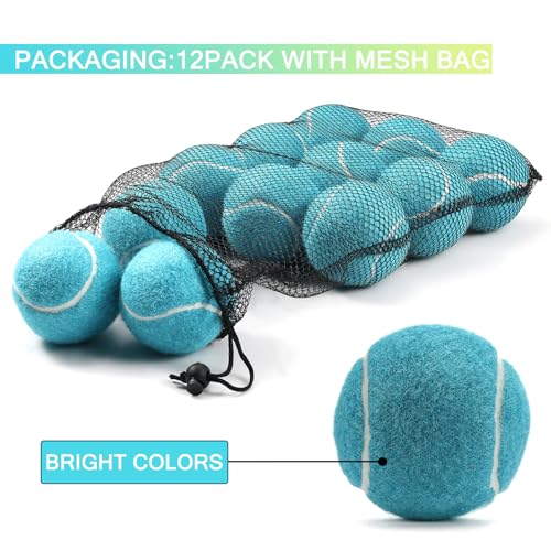 INSUM Bulk Tennis Balls, Extra Duty Practice Balls with Mesh Bag - color: Light Blue, size: 12 Pack