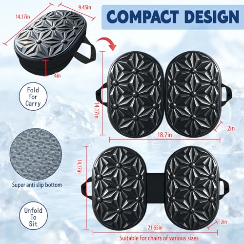 Foldable Cooling Gel Memory Foam Seat Cushion for Outdoor & Stadium Use - color: Black Leather