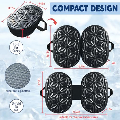 Foldable Cooling Gel Memory Foam Seat Cushion for Outdoor & Stadium Use - color: Black Leather