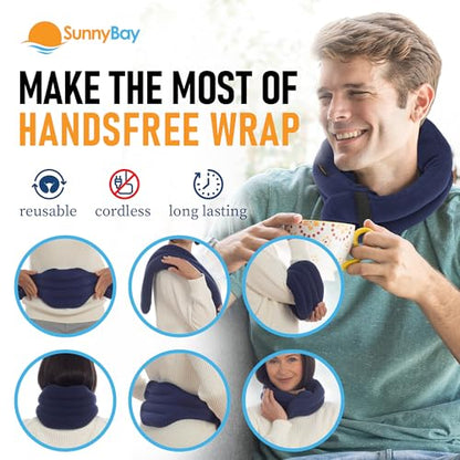 SunnyBay Hands-Free Heating Pad, Neck and Shoulder, 26 inch, Cotton Navy - color: Unscented Wrap - Navy Blue