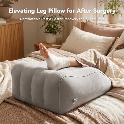 Inflatable Leg Elevation Pillow for Sleeping, Blood Circulation - color: Gray