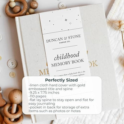 Duncan & Stone Childhood Memory Book for Kids, Prompts, Cream - color: Cream