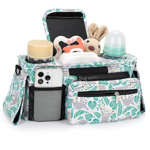 Accmor Universal Stroller Organizer with Insulated Cup Holder - color: Sloth