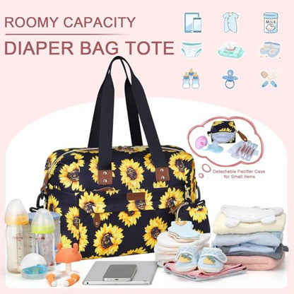 Pritent Diaper Bag Tote Waterproof Maternity Baby Bags with Pacifier Case - color: Sunflower, size: Medium