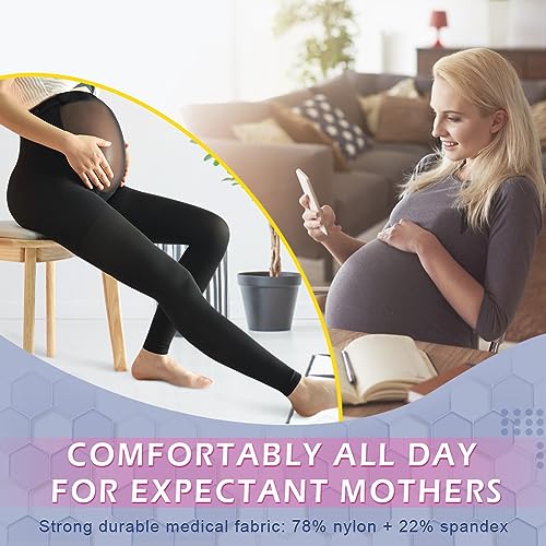 beister Maternity Compression Tights, 20-30 mmHg Footless High-Waist - color: Black, size: Medium