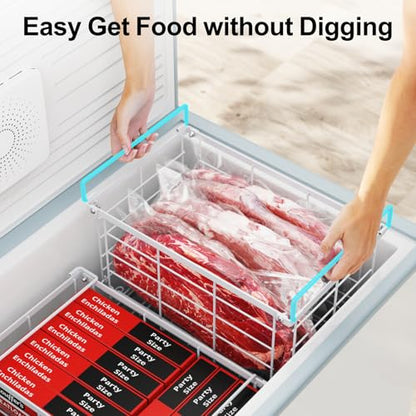 iSPECLE Deep Freezer Organizer Bins - Large Baskets for 5-7 Cu.Ft, 3 Pack - color: 3-Pack White