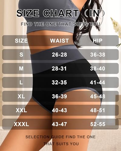 Womens High Waisted Cotton Underwear Soft Postpartum Full Coverage Panties - color: Black 5 Pack, size: Large
