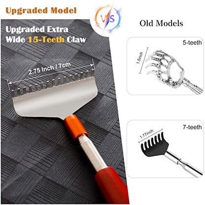 Oversized Back Scratcher Long Wooden Handle with Roller Massager - color: Red, size: L