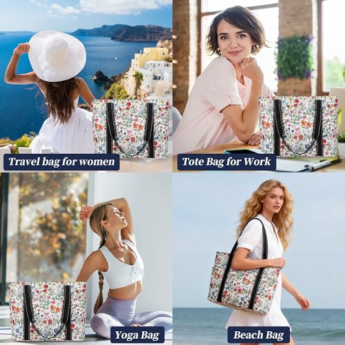 Tote Bag for Women with LaptopCompartment & Cup Holder - color: Bow Meadow