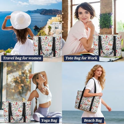 Tote Bag for Women with LaptopCompartment & Cup Holder - color: Bow Meadow