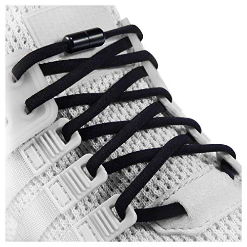 anan520 Elastic No Tie Shoe Laces For Adults,Kids,Elderly,System With Elastic Shoe Laces(2 Pairs) - color: 02-black