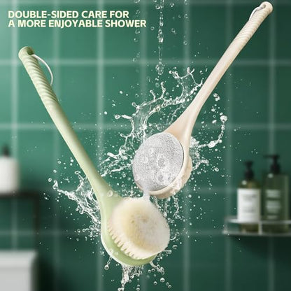 Back Scrubber for Shower, Long Handle Body Brush, Green - color: Greenb