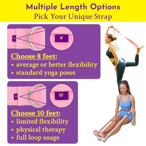 Extra-Wide 2 Inch Cotton Yoga Strap: Stretching, Physical Therapy, Exercise - color: Pink, size: 8 feet