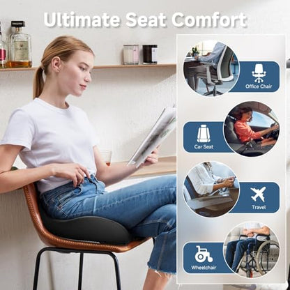 Benazcap Large Cooling Gel Memory Foam Seat Cushion for Long Sitting - color: Black
