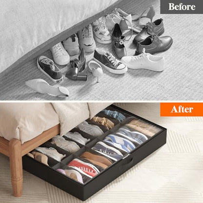 Lifewit Under Bed Shoe Storage Organizer Container, 2 Pack(14 Shoes Cells) - size: 14 Shoes Cells