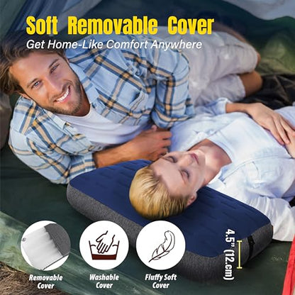 TREKOLOGY Aluft Ultra Inflatable Camping Travel Pillow, Large 24x15in, Blue - color: Blue