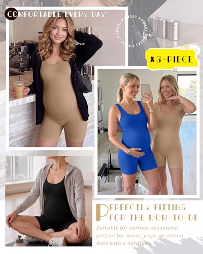 3 Pack Maternity Bodysuits - color: Sapphire Blue, Khaki, Black, size: Large