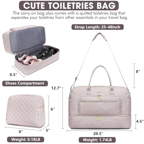 Travel Duffel Bags for Women with Shoe Compartment, Weekender Overnight Bag with Wet Pocket & Toiletry Bag, Carry On Personal Item Bag, Travel Tote Gym Bag, Hospital Bags for Labor and Delivery - color: Antiquewhite