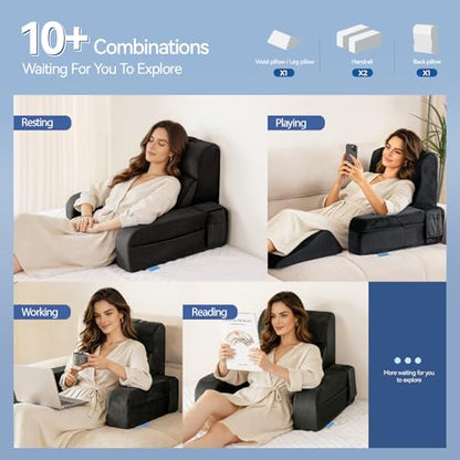 Kayfia Reading Pillow, Gel Memory Foam Back Rest Pillow, 21'', Black - color: Black, size: Large(21'')