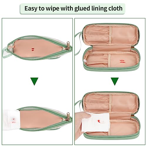 Clear Makeup Bag with Brushes Compartment Travel TSA Approved Toiletry Bag - color: 08-green clear