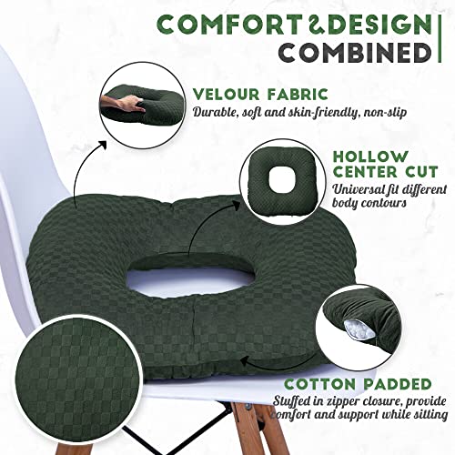 Donut Pillow for Tailbone Pain, Hemorrhoid Pillow (Dark Green) - color: Dark Green