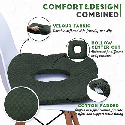Donut Pillow for Tailbone Pain, Hemorrhoid Pillow (Dark Green) - color: Dark Green