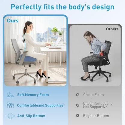 BlissTrends Extra Thick Seat Cushion for Office Chair & Car Seat, LightBlue - color: Light Blue, size: XX-Large
